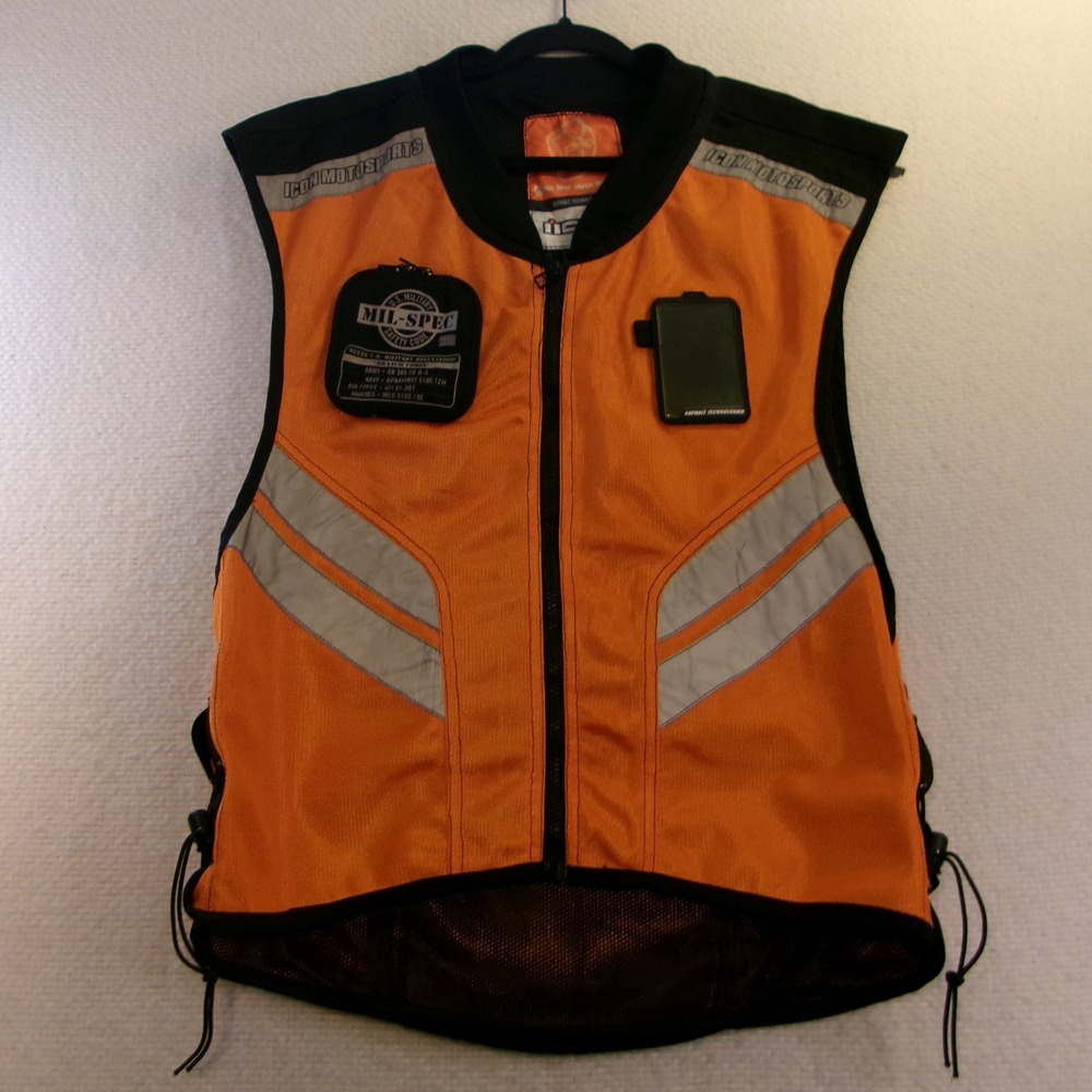 Icon Mens Super Size Mil Spec Mesh Vest Orange Reflective Motorcycle Safety Gear